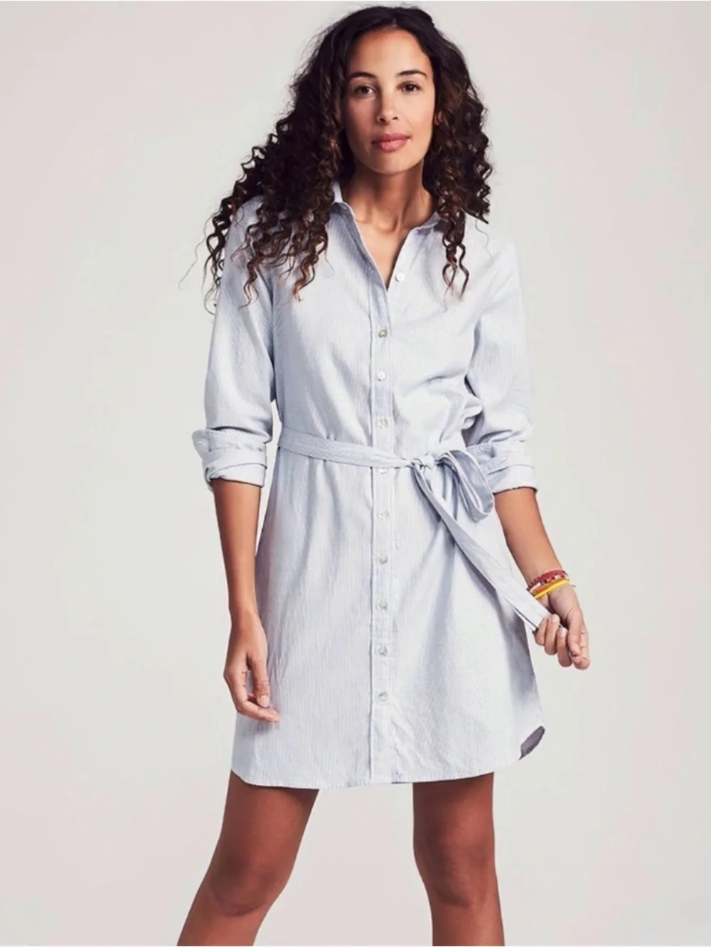 NWT Rails Adele Belted Mini Shirt Dress Light Acid Wash Denim Medium $218 - Picture 4 of 9